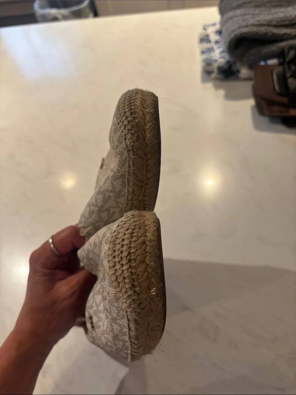 Michael Kors Women's Beige Logo Espadrille Flats